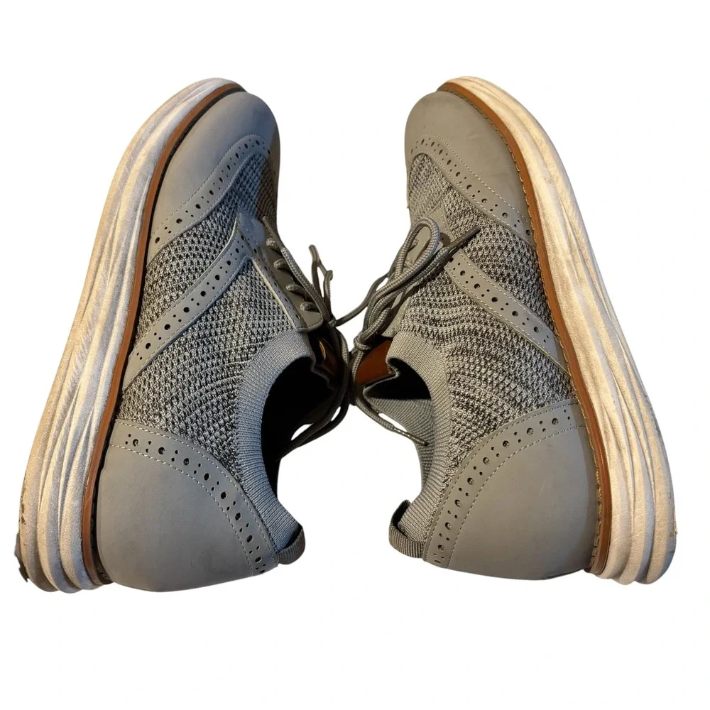 Bruno Marc Mens Grey Knit Wingtip Oxford Hybrid Sneaker Dress Shoes Brogue 9.5